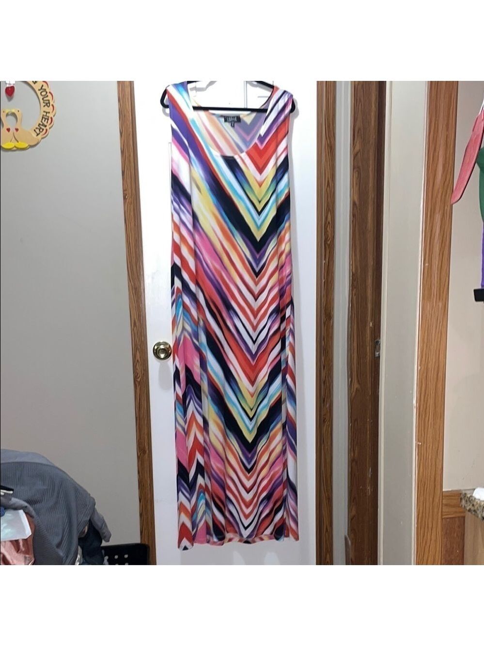 Pink and Blue Sleeveless Maxi Sundress for Resort Wear